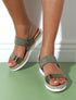 Sandales compensées à bride irisée - Kaki - 1