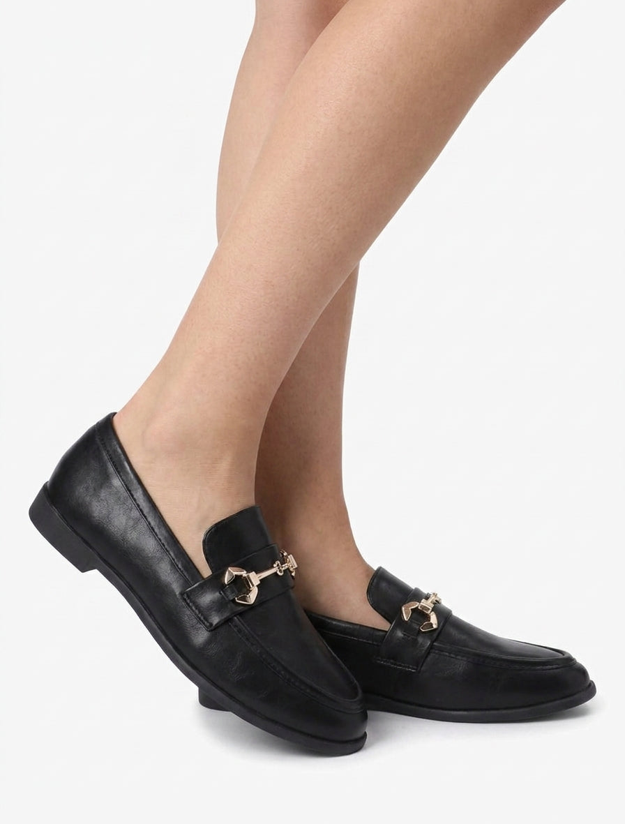 Mocassins à boucle métallique - Noir