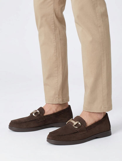 Mocassins suédine talon plat - Chocolat