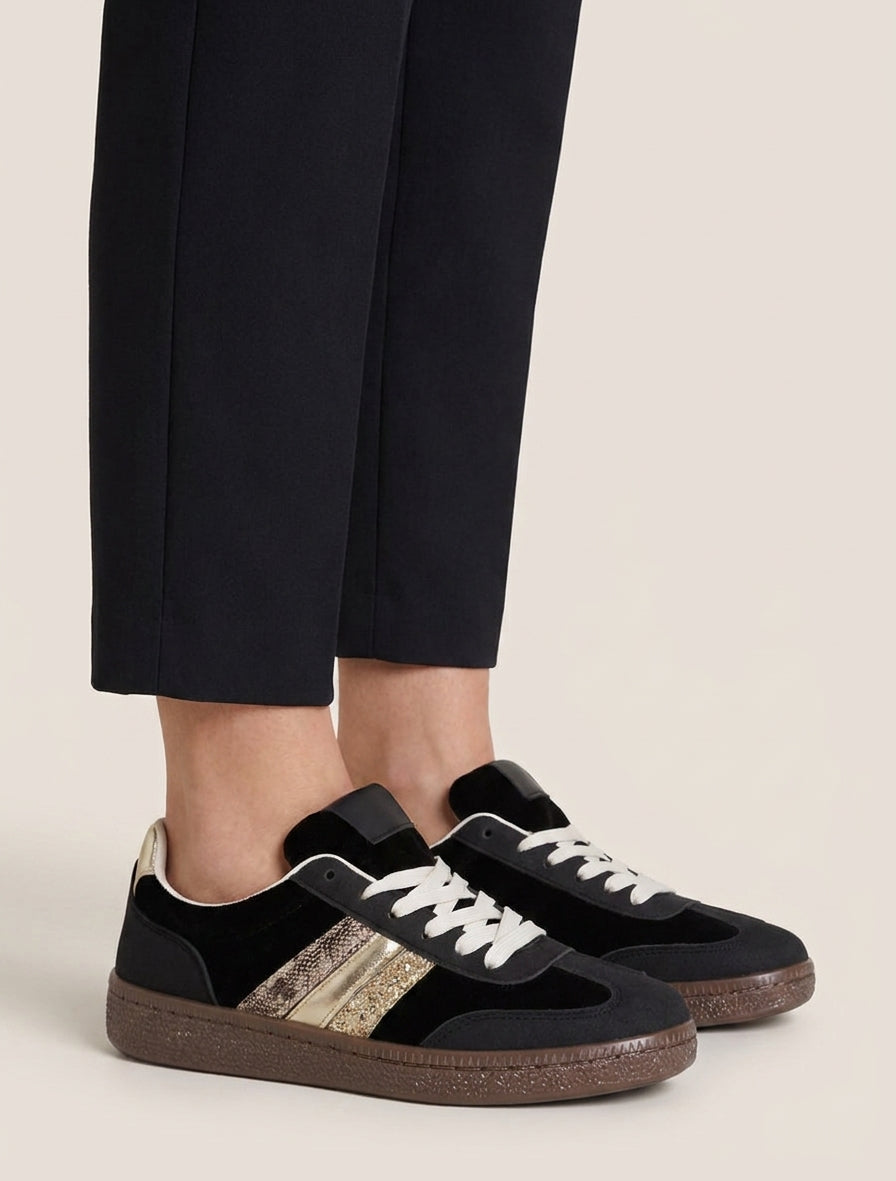 Sneakers détails irisés et paillettes - Noir