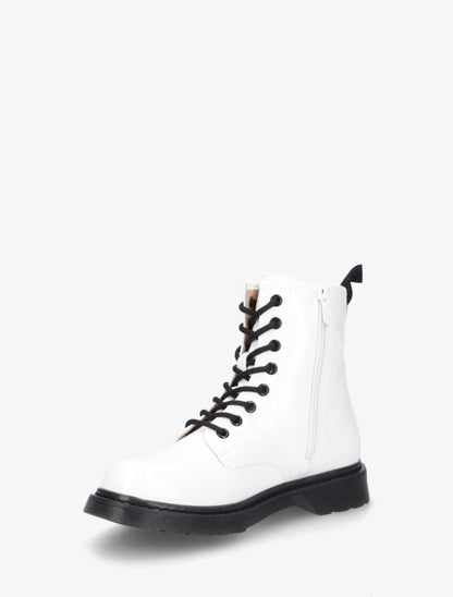 Bottines vernies à lacets - Blanc - 3