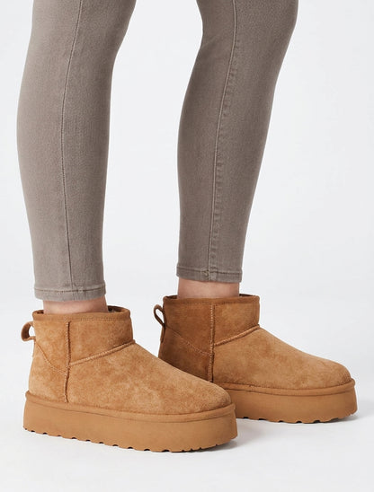Bottines fourrées semelle épaisse - Camel
