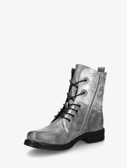 Bottines lacées à cheville effet python irisé - Gris - 3