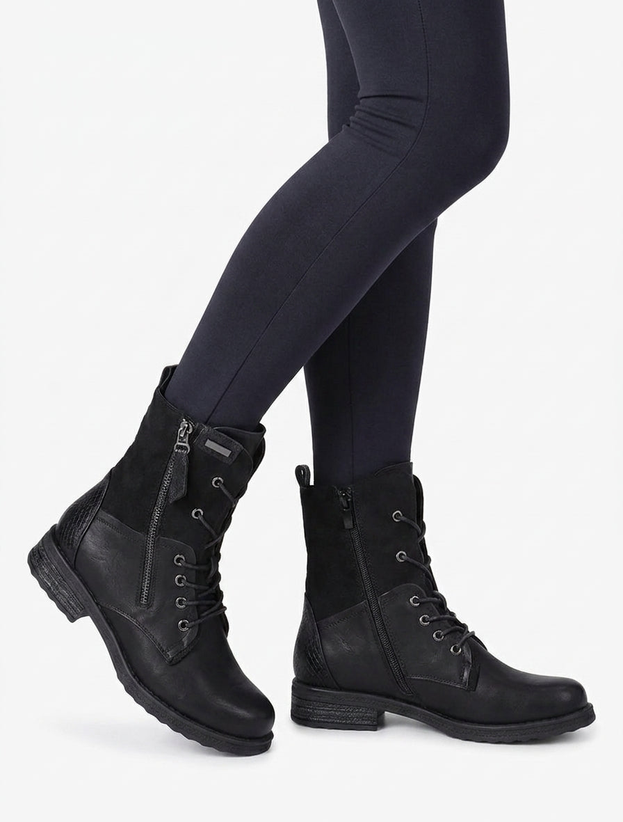 Bottines fourrées effet python - Noir