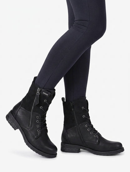 Bottines fourrées effet python - Noir