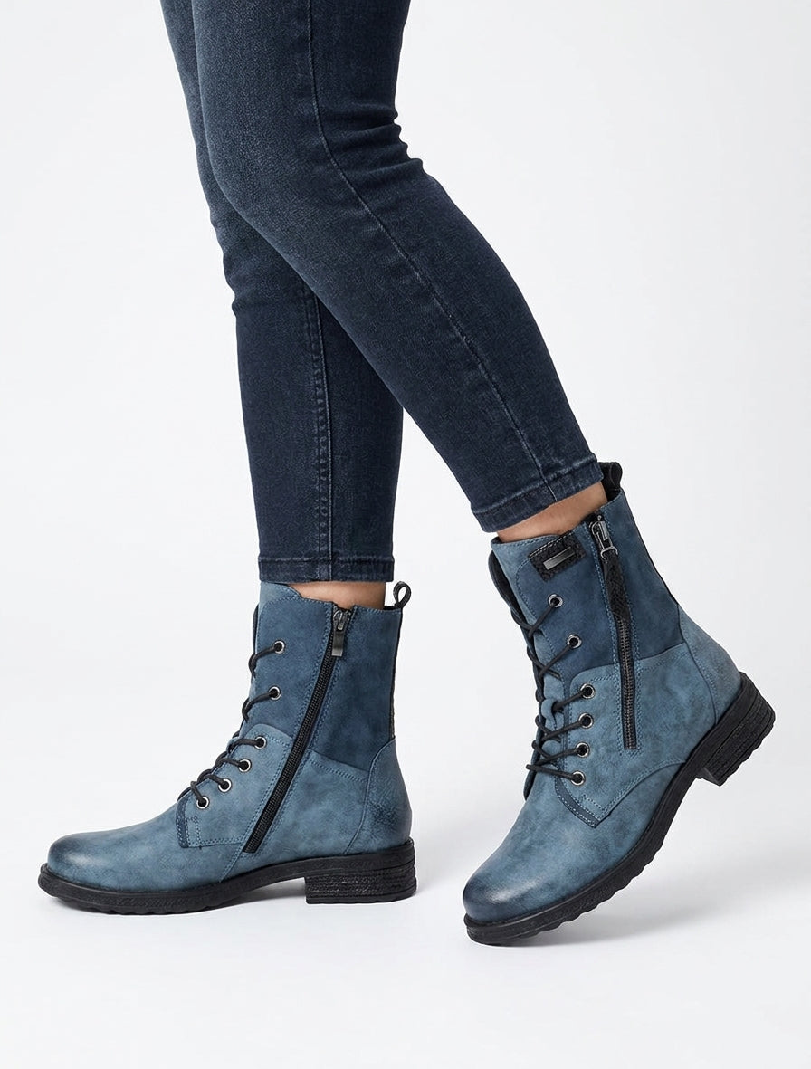 Bottines fourrées effet python - Bleu