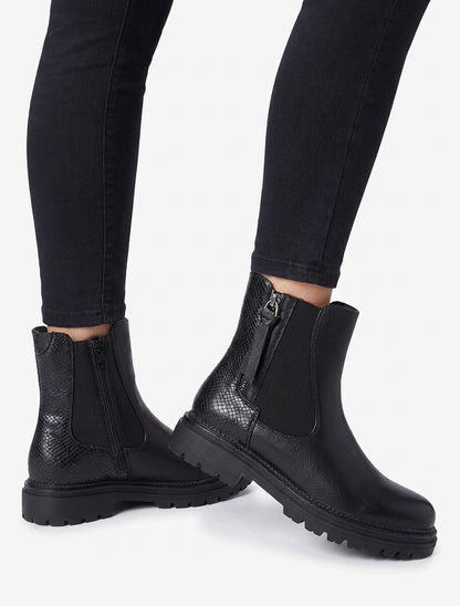 Bottines à talon bloc et zip - Noir