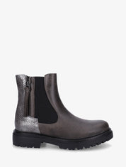 Bottines élastiquées à zip décoratif - Gris foncé - 1