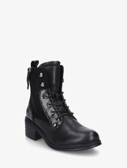 Bottines lacées à zip décoratif - Noir - 2