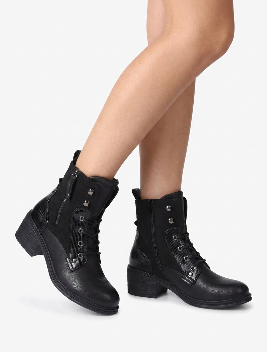 Bottines lacées talon bloc - Noir