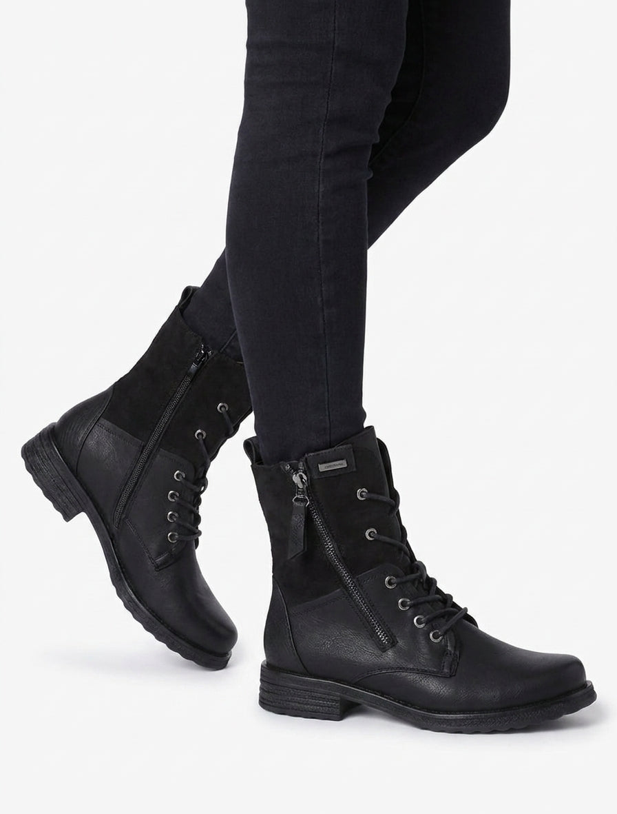 Bottines bimatière talon bloc - Noir