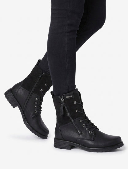 Bottines bimatière talon bloc - Noir