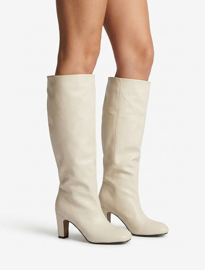Bottes à enfiler talon botte - Beige