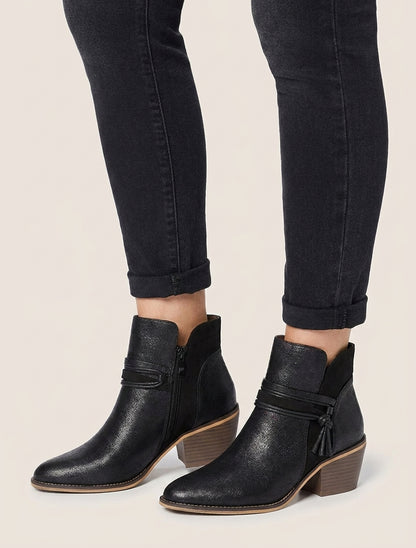 Bottines talon cubain irisées - Noir