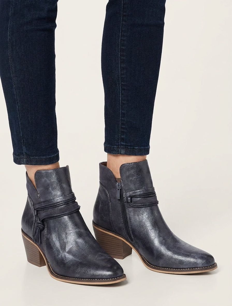 Bottines talon cubain irisées - Bleu foncé