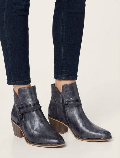 Bottines talon cubain irisées - Bleu foncé