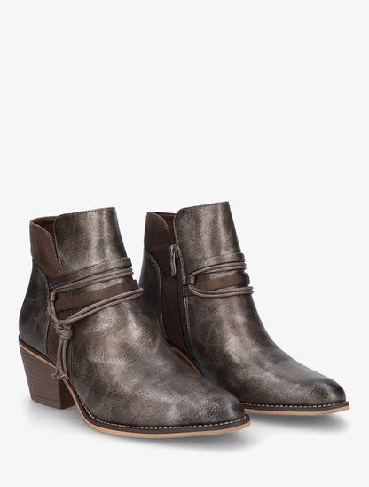 Bottines irisées à liens décoratifs - Taupe foncé - 4