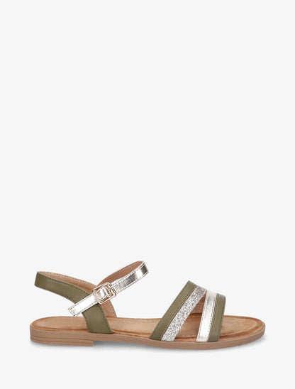 Nu-pieds à bride irisée et pailleté - Kaki - 6