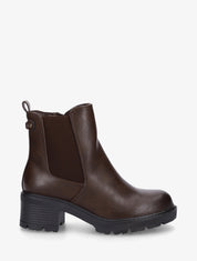 Bottines élastiquées en simili à semelle crantée - Marron - 1