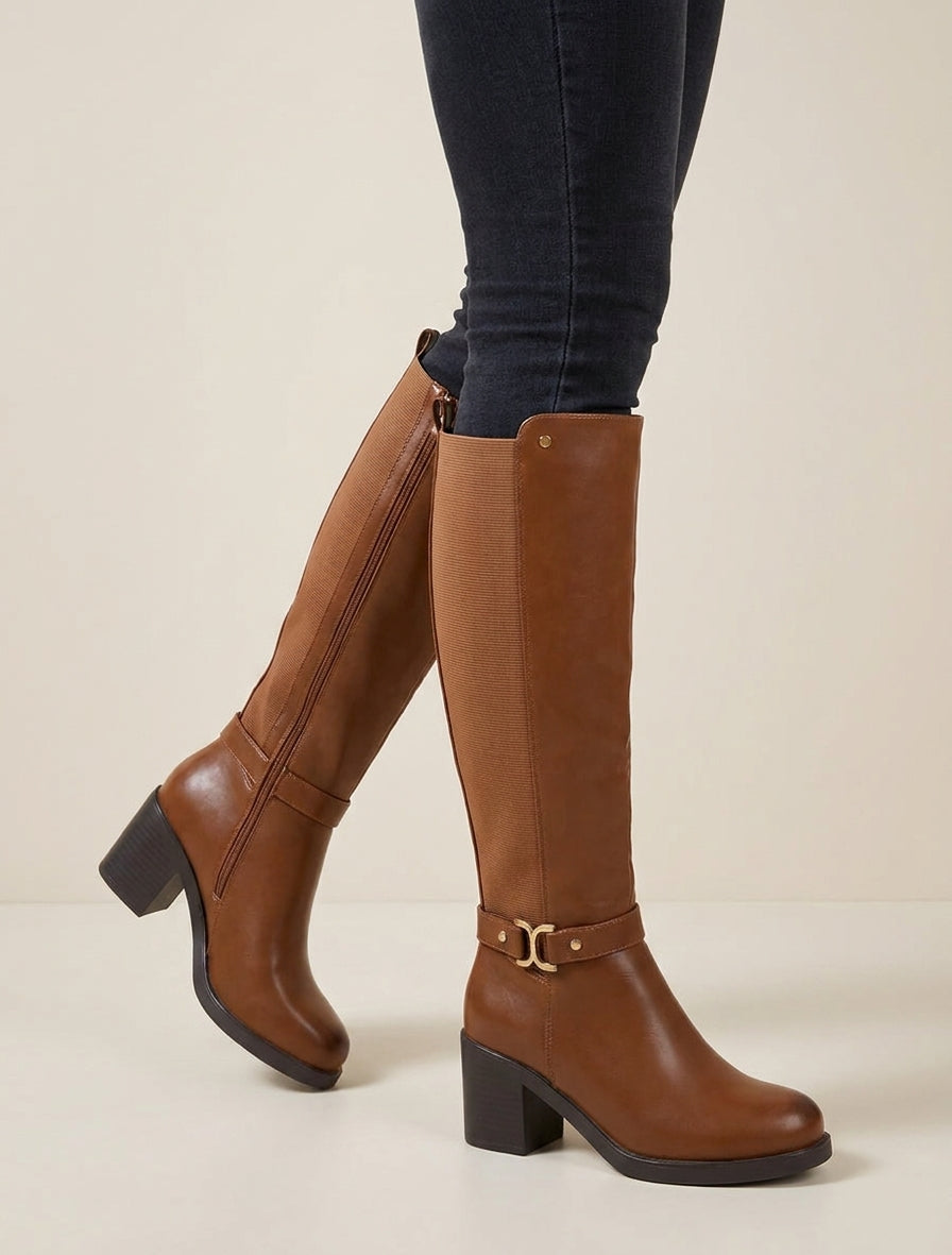 Bottes à boucle décorative - Camel