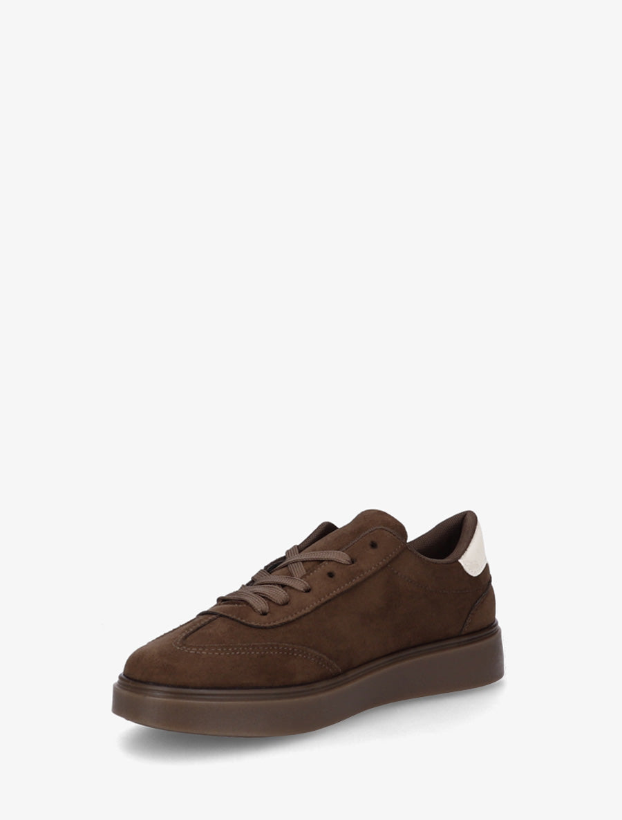 Sneakers en suédine à bandes contrastantes - Marron - 3