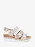 Sandales compensées en simili irisé à scratch - Beige - 1