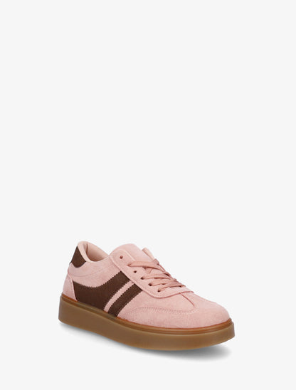 Sneakers en suédine à bandes contrastantes - Vieux rose - 2