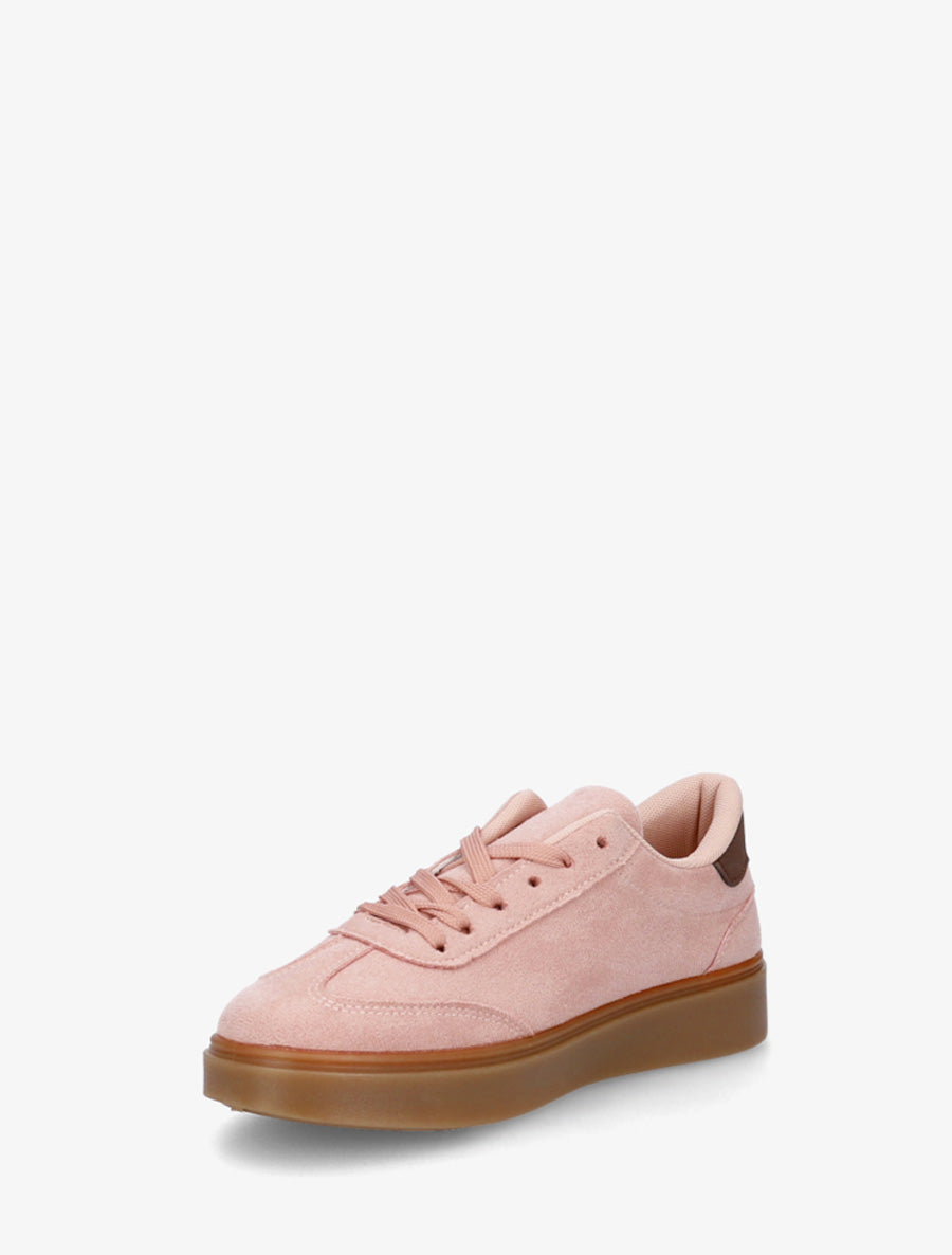 Sneakers en suédine à bandes contrastantes - Vieux rose - 3