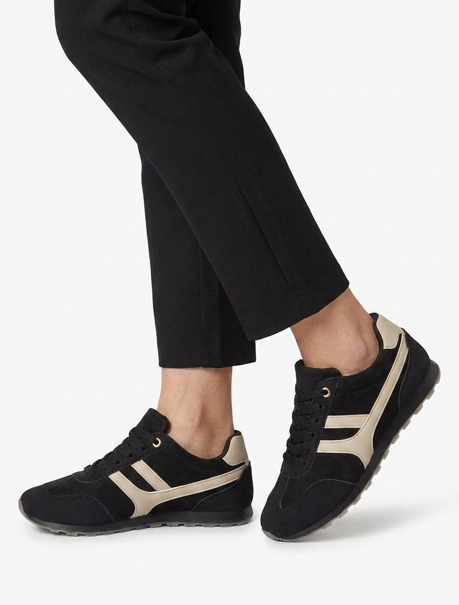 Sneakers en suédine semelle plate - Noir