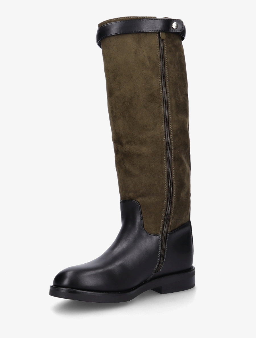 Bottes en suédine et simili - Kaki - 3