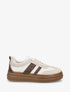 Sneakers à empiècement mesh et effet nubuck - Beige - 1