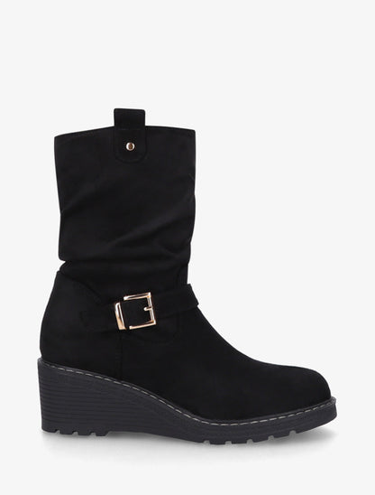 Bottines montantes compensées effet froncé - Noir - 1