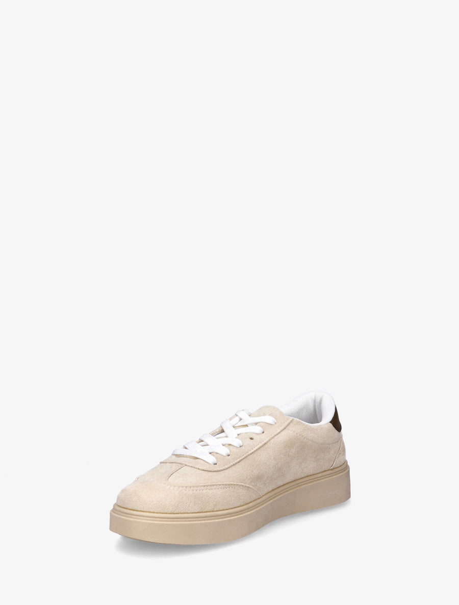 Baskets effet nubuck à empiècement contrastant - Beige - 3