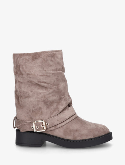 Bottines renversées en suédine - Taupe - 1