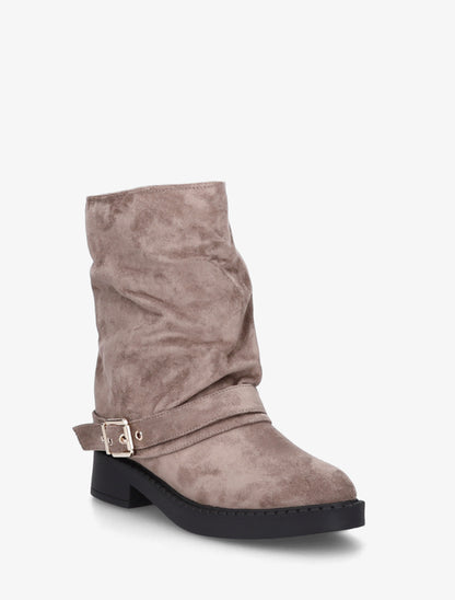 Bottines renversées en suédine - Taupe - 2