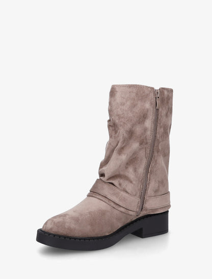 Bottines renversées en suédine - Taupe - 3