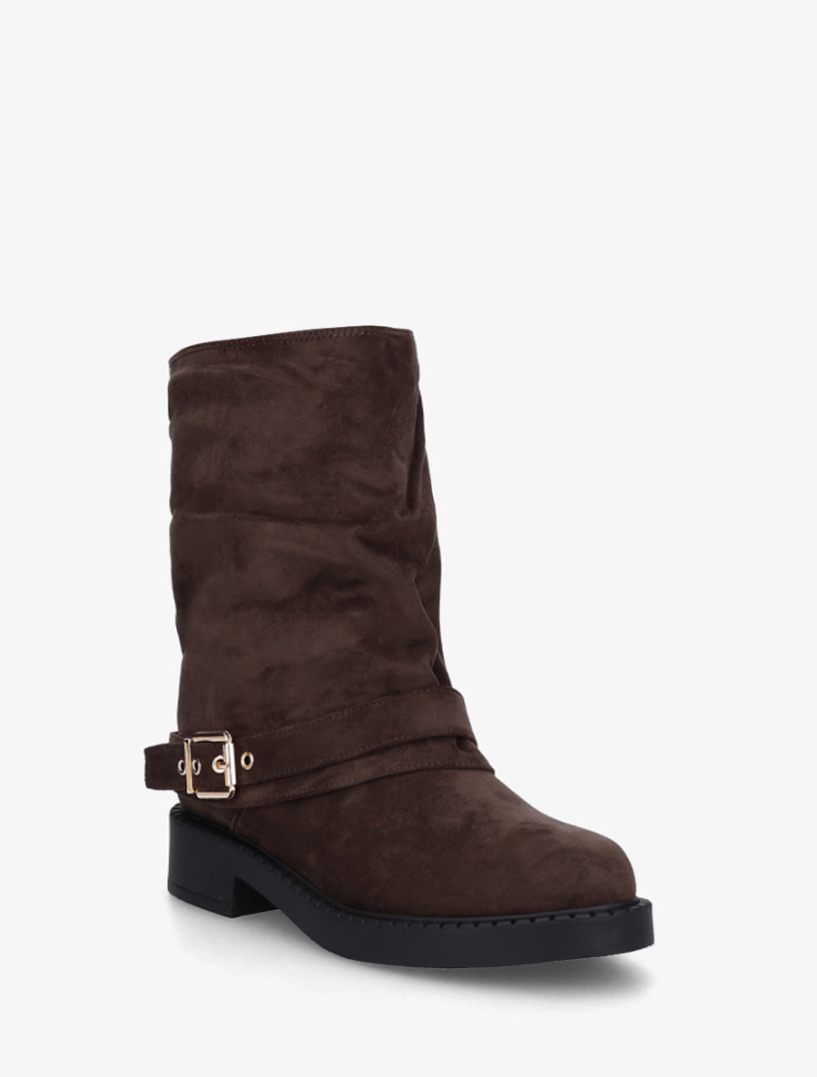 Bottines renversées en suédine - Marron - 2