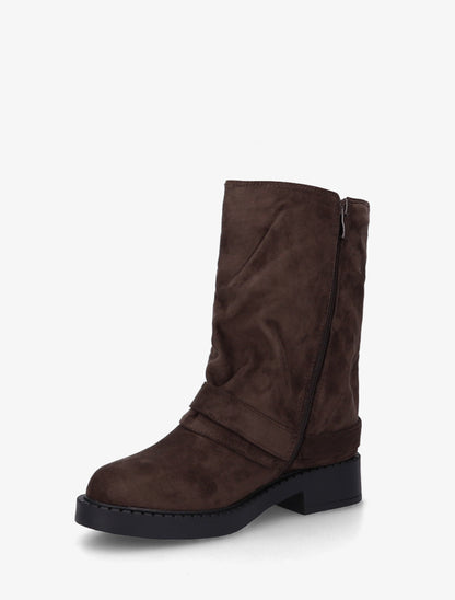 Bottines renversées en suédine - Marron - 3