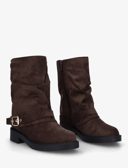 Bottines renversées en suédine - Marron - 4