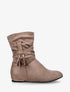 Bottines montantes en suédine à pompons - Taupe - 1