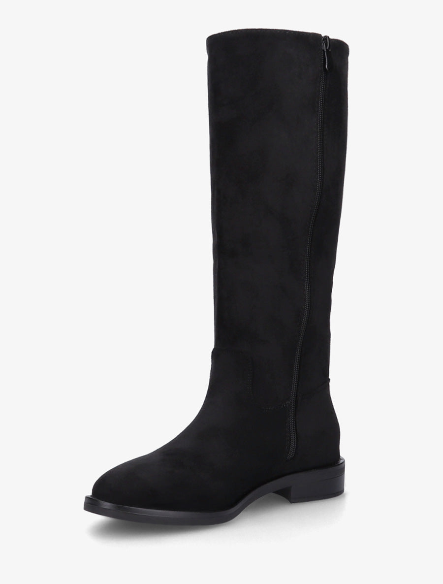 Bottes en suédine à coutures décoratives - Noir - 3