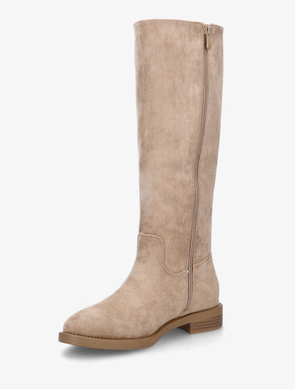 Bottes en suédine à coutures décoratives - Taupe - 3