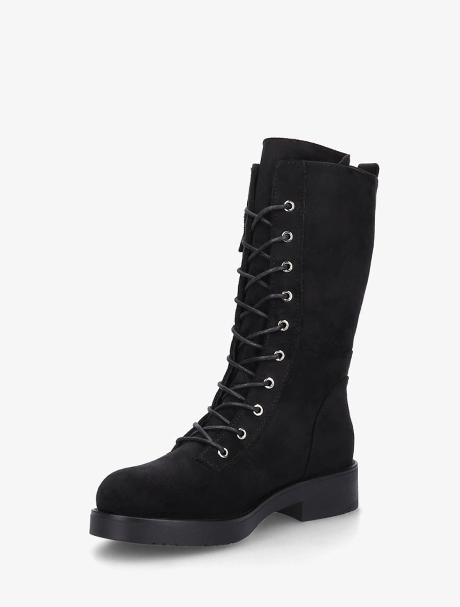 Bottines montantes à lacets et poches décoratives - Noir - 3