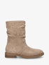 Bottines en suédine à coutures apparentes - Beige - 1