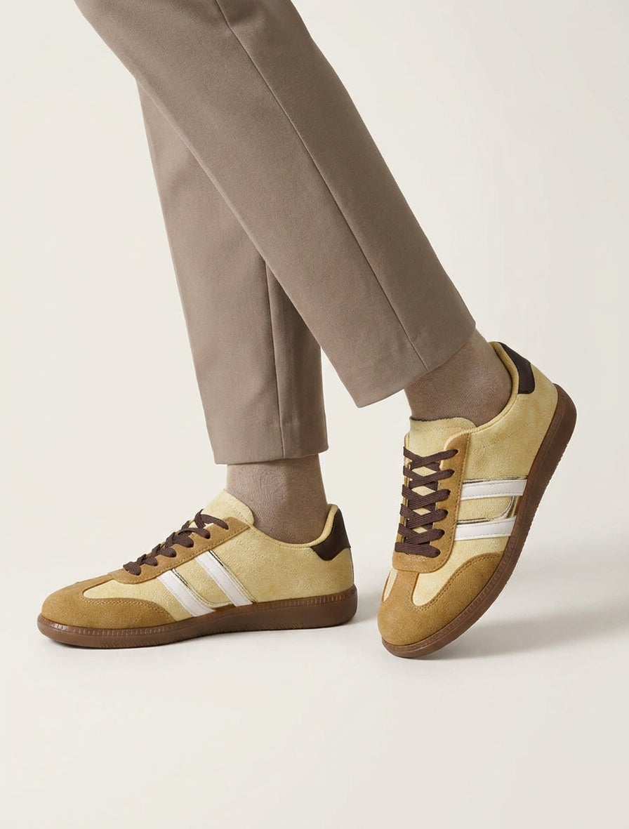 Sneakers semelle plate bandes irisées - Jaune