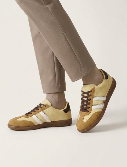 Sneakers semelle plate bandes irisées - Jaune