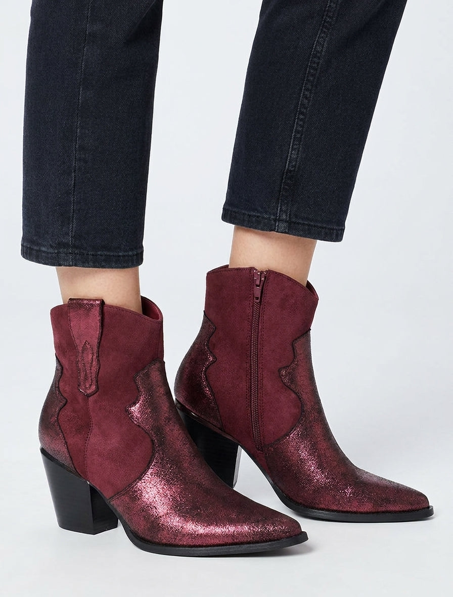 Bottines santiag talon cubain - Bordeaux
