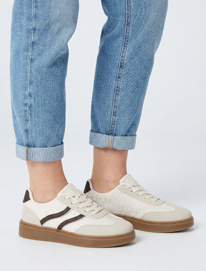 Baskets en crochet à empiècements nubuck - Beige