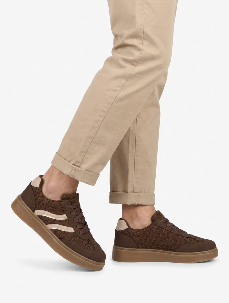 Baskets crochet effet nubuck - Marron