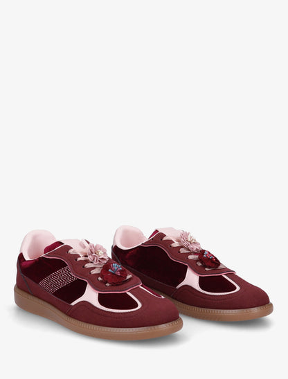 Sneakers à empiècement velours - Lie de vin - 4